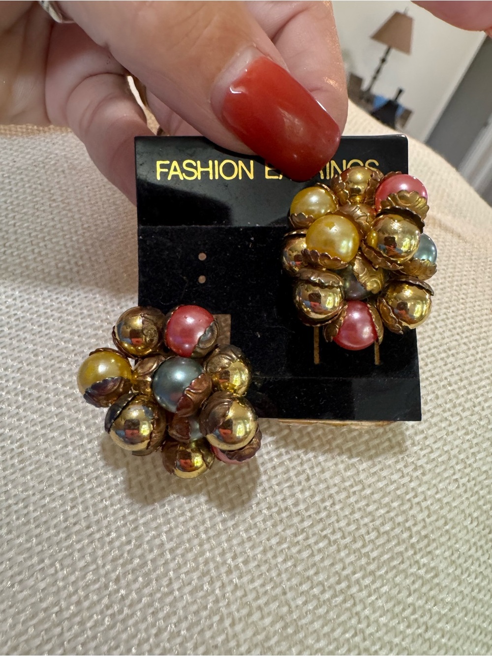 Multicolor Cluster Clip-On Earrings